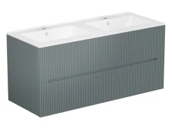 Móvel suspenso para casa de banho com lavatório embutido - Cinza listrado - 120 cm - PAVANI
