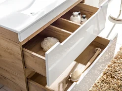 Móvel suspenso para colocar sob o lavatório natural e branco 80 cm - ARUBA