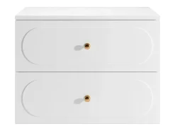 Móvel suspenso para lavatório branco com puxadores dourados - L80 cm - SATOBAL