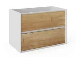 Móvel suspenso para lavatório em tons naturais e branco - 80 cm - LANNICK
