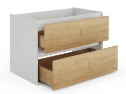 Móvel suspenso para lavatório em tons naturais e branco - 80 cm - LANNICK