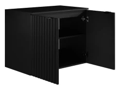 Móvel suspenso para lavatório estriado preto com tampo, L80 cm, ZILGA