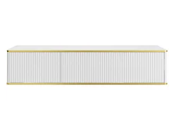 Móvel suspenso para lavatório estriado com debrum dourado 2 gavetas - Branco - 150 cm - KELIZA