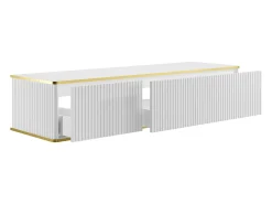 Móvel suspenso para lavatório estriado com debrum dourado 2 gavetas - Branco - 150 cm - KELIZA