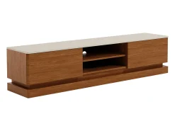 Móvel TV 2 gavetas e 2 nichos com LEDs em MDF - Castanho natural e bege - DEVIKA de Pascal MORABITO