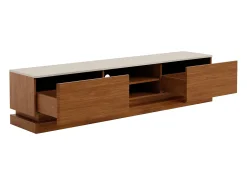 Móvel TV 2 gavetas e 2 nichos com LEDs em MDF - Castanho natural e bege - DEVIKA de Pascal MORABITO