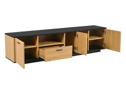Móvel TV 180cm com LED - 1 gaveta + 3 portas + 2 compartimentos - Natural