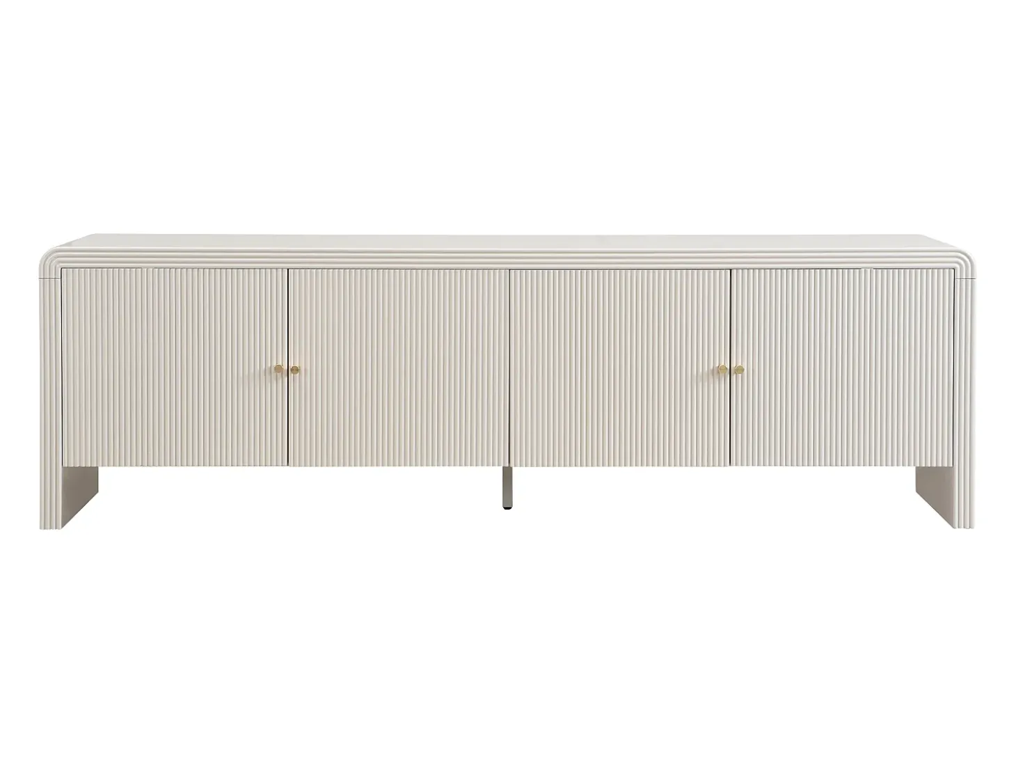 Móvel TV com 4 portas em MDF - Bege e dourado - MIRENALO