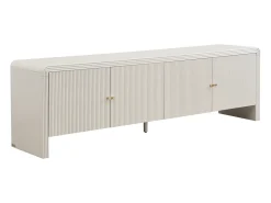 Móvel TV com 4 portas em MDF - Bege e dourado - MIRENALO