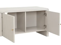 Móvel TV com 4 portas em MDF - Bege e dourado - MIRENALO