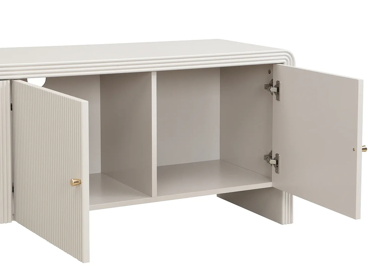 Móvel TV com 4 portas em MDF - Bege e dourado - MIRENALO