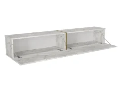 Móvel TV suspenso com 2 portas - Efeito mármore branco - DINOMA
