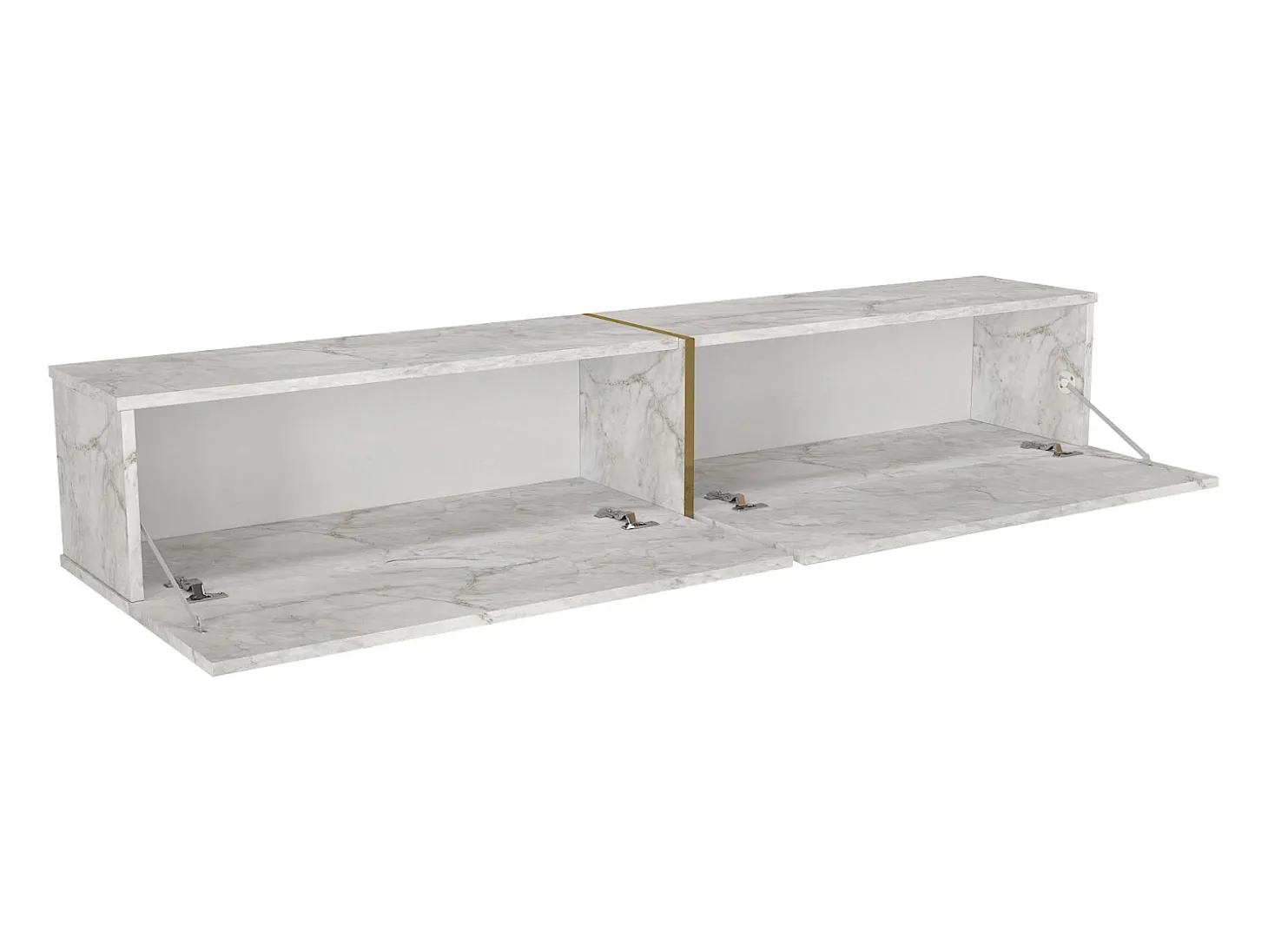 Móvel TV suspenso com 2 portas - Efeito mármore branco - DINOMA