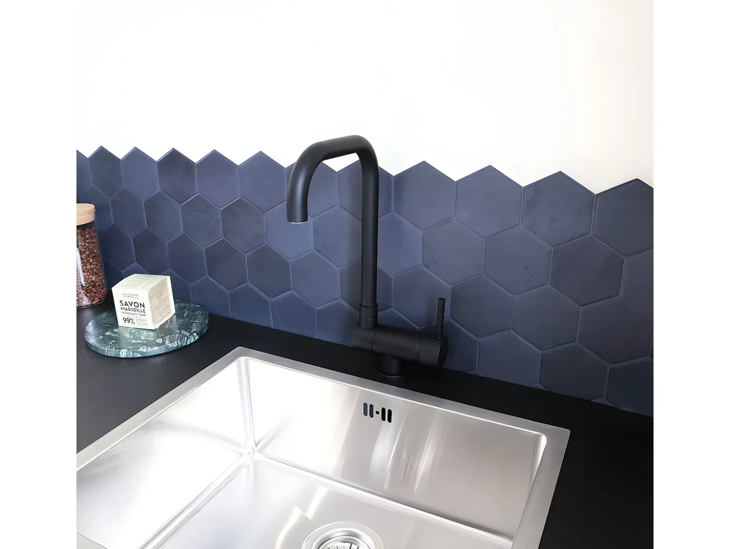 New Oslo misturador para lava-loiça rebatível preto Essebagno