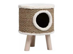 Ninho para gatos c/ pernas de madeira 41 cm ervas marinhas