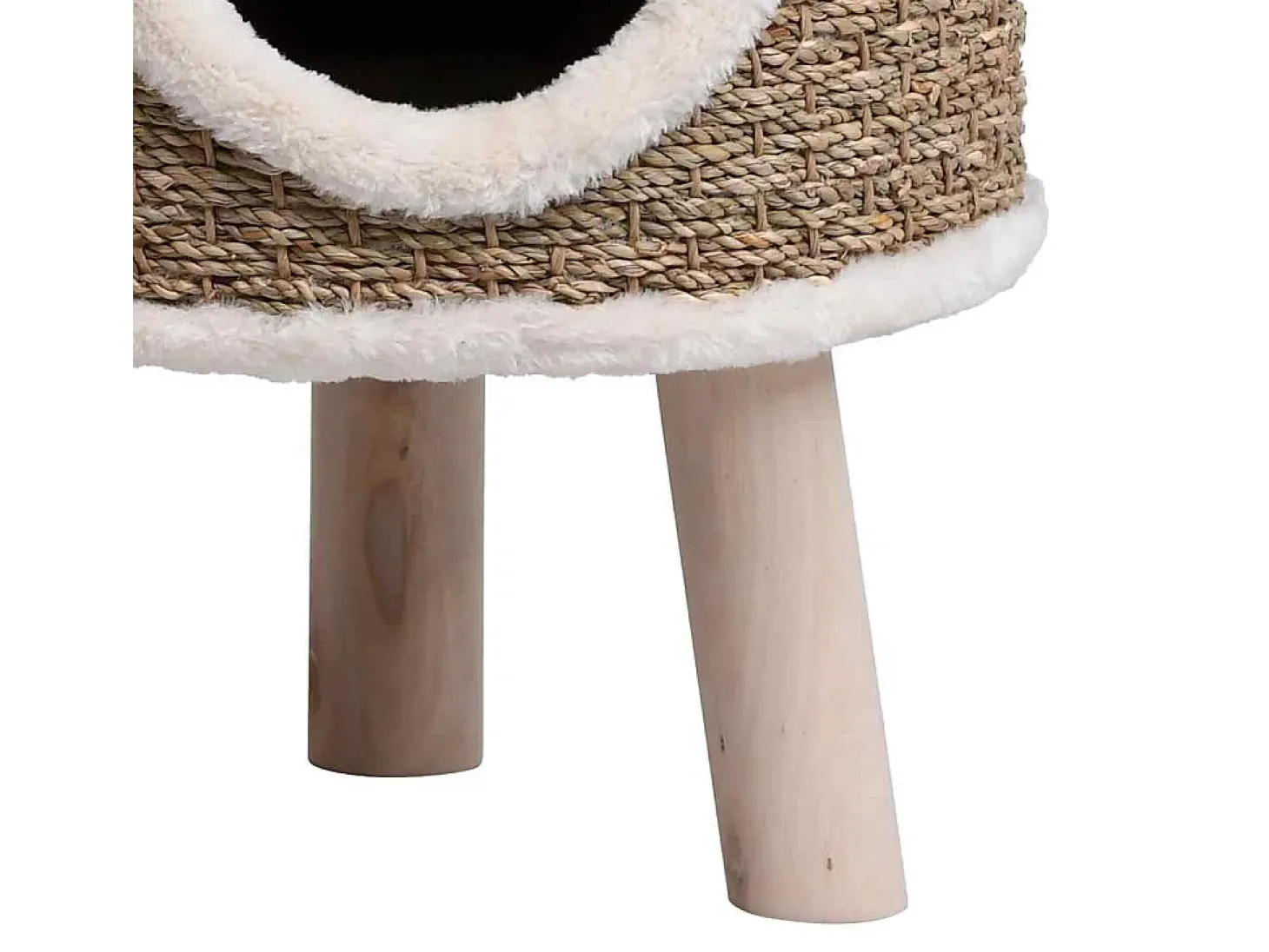 Ninho para gatos c/ pernas de madeira 41 cm ervas marinhas