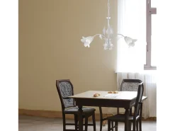 Olga - Lustre em ferro lacado branco com decoração. Difusores em vidro alabastro branco e prata antigo 3 luzes 103 - Ø60 - BL155-3-BA