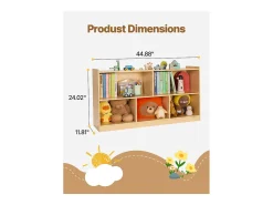 Organizador de Brinquedos SucceBuy, 114cm, Estante para Crianças com 2 Níveis, Móvel de Armazenamento com 5 Compartimentos, Mobiliário para Berçário para Quarto
