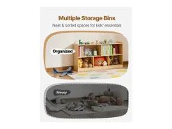 Organizador de Brinquedos SucceBuy, 114cm, Estante para Crianças com 2 Níveis, Móvel de Armazenamento com 5 Compartimentos, Mobiliário para Berçário para Quarto