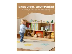 Organizador de Brinquedos SucceBuy, 114cm, Estante para Crianças com 2 Níveis, Móvel de Armazenamento com 5 Compartimentos, Mobiliário para Berçário para Quarto