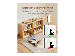 Organizador de Brinquedos SucceBuy, 114cm, Estante para Crianças com 2 Níveis, Móvel de Armazenamento com 5 Compartimentos, Mobiliário para Berçário para Quarto