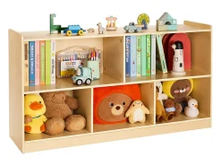 Organizador de Brinquedos SucceBuy, 114cm, Estante para Crianças com 2 Níveis, Móvel de Armazenamento com 5 Compartimentos, Mobiliário para Berçário para Quarto