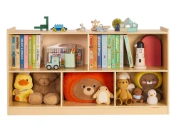 Organizador de Brinquedos SucceBuy, 114cm, Estante para Crianças com 2 Níveis, Móvel de Armazenamento com 5 Compartimentos, Mobiliário para Berçário para Quarto