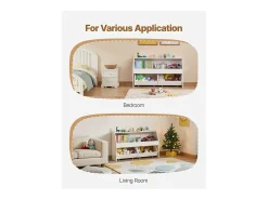 Organizador de Brinquedos SucceBuy em Madeira, Estante para Crianças com Armazenamento, Móvel de Armazenamento para Brinquedos com 2 Gavetas Móveis, para Quarto