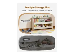 Organizador de Brinquedos SucceBuy em Madeira, Estante para Crianças com Armazenamento, Móvel de Armazenamento para Brinquedos com 2 Gavetas Móveis, para Quarto