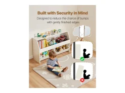 Organizador de Brinquedos SucceBuy em Madeira, Estante para Crianças com Armazenamento, Móvel de Armazenamento para Brinquedos com 2 Gavetas Móveis, para Quarto