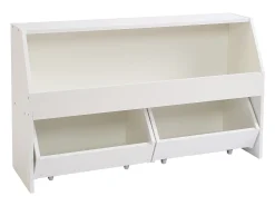 Organizador de Brinquedos SucceBuy em Madeira, Estante para Crianças com Armazenamento, Móvel de Armazenamento para Brinquedos com 2 Gavetas Móveis, para Quarto