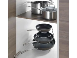 Organizador de frigideiras Canyon Sarteneiro 4 Níveis da Métaltex, Acabamento Polytherm® Cinza 23x27x23 cm