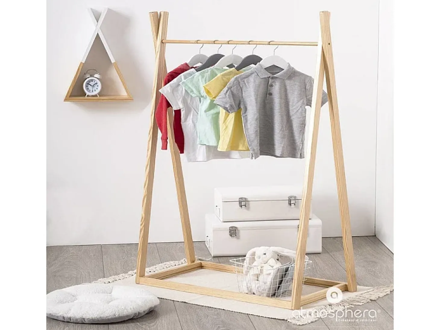 Organizador de roupas Tipi infantil Burro Melamina 79x126 cm Robe/Branco