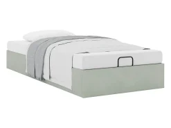 Ottoman Bed Frame No Colchão Cinzento Claro 100x200 cm Veludo