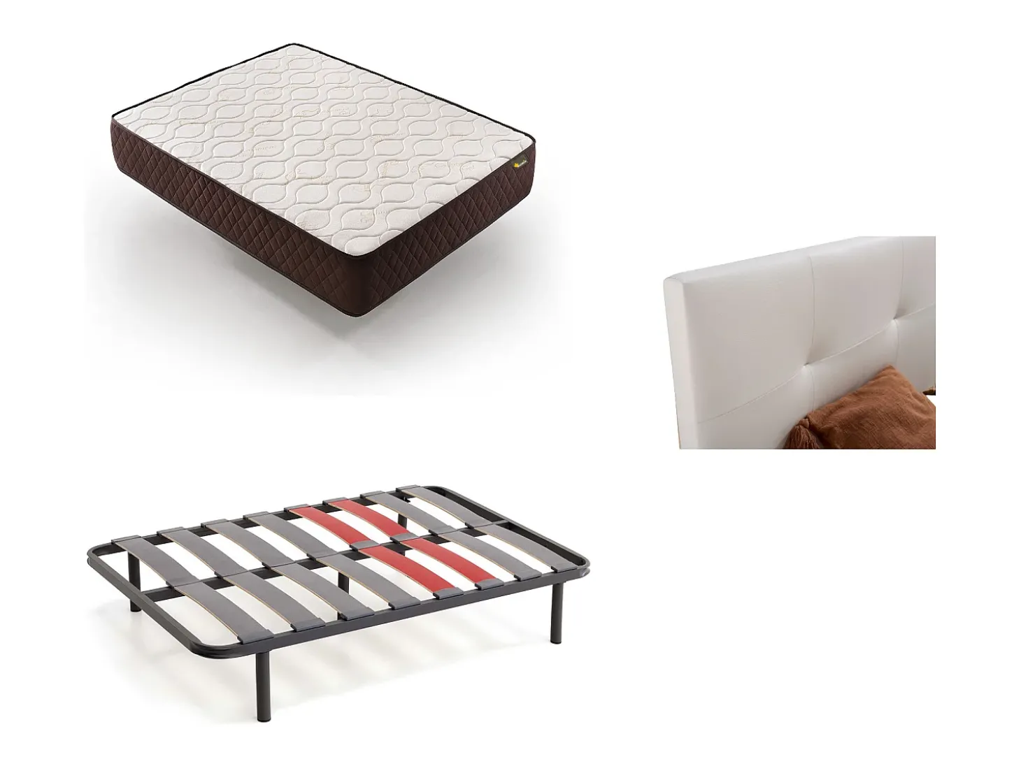 Pack Colchão + Cabeceira Estofada + Sommier 150x200 | Branco