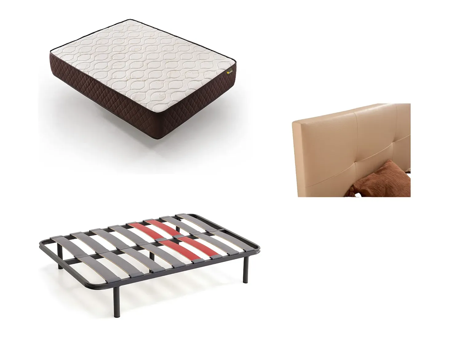 Pack Colchão + Cabeceira Estofada + Sommier 150x200 | Bege