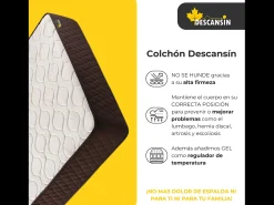 Pack Colchão e 2 Almofadas Viscoelásticas 70 cm Descansin | 140x180 | 22 cm de altura com 7 zonas de descanso | Alta Firmeza | efeito nuvem