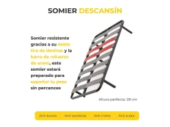 Pack Colchão e Sommier com estrado de ripas e pés 150x180