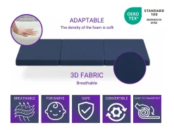 Pack de 2 colchões dobráveis ​​para berço de viagem DREMI – espuma HR D23, 120x60 cm, 5 cm de espessura, tecido 3D respirável e confortável