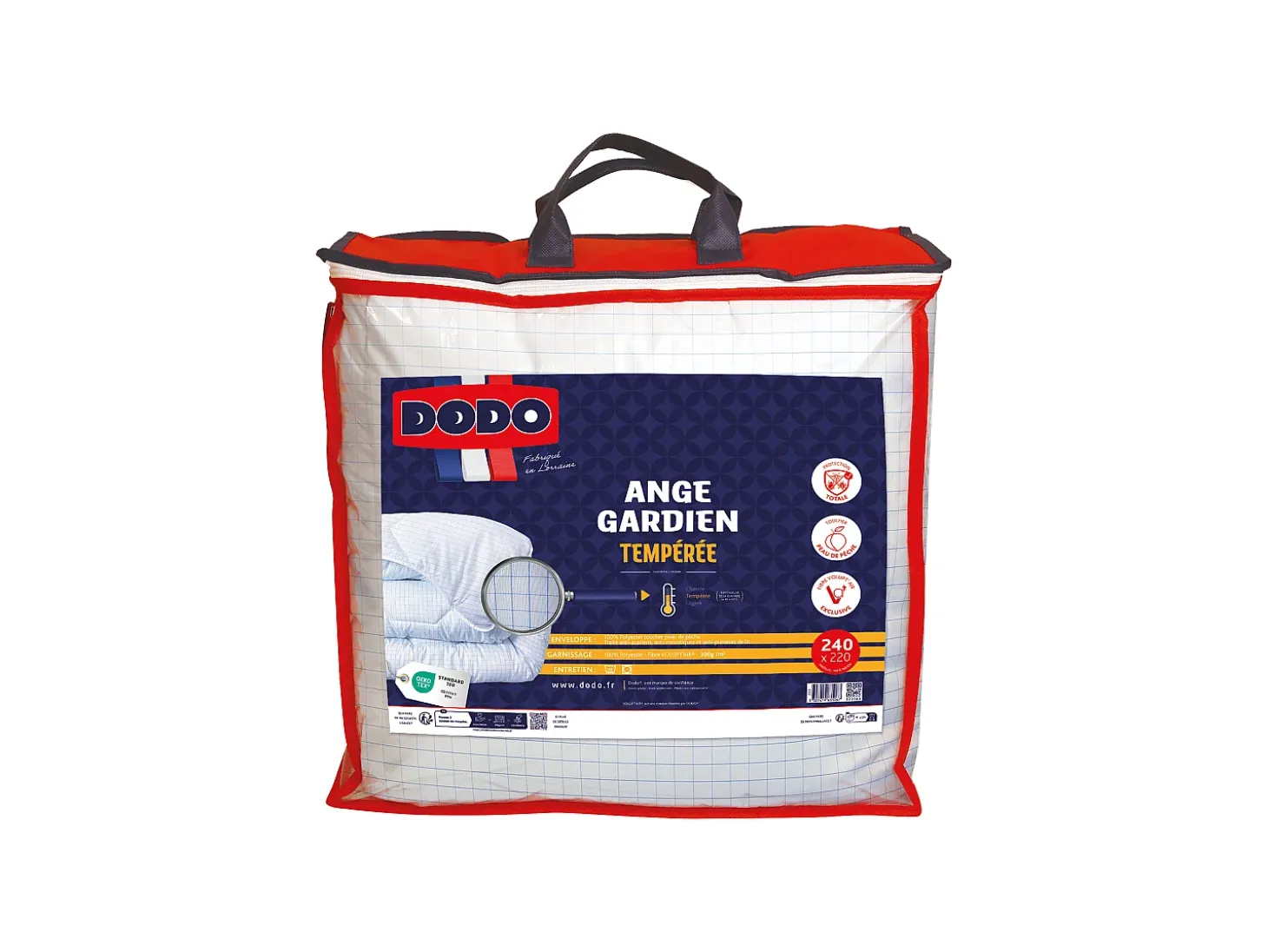 Pack DODO edredão 220x240 cm + 2 almofadas proteção total antiácaros ANGE GARDIEN