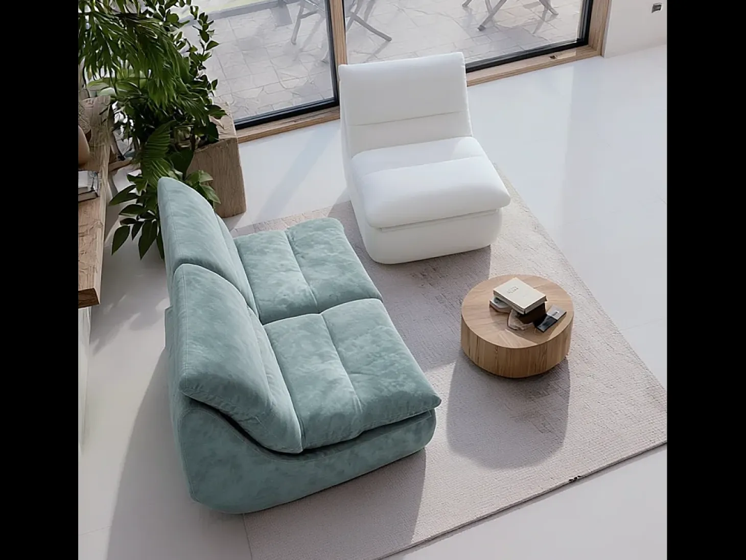 Pack Nuvia Living 3 lugares - sálvia e branco