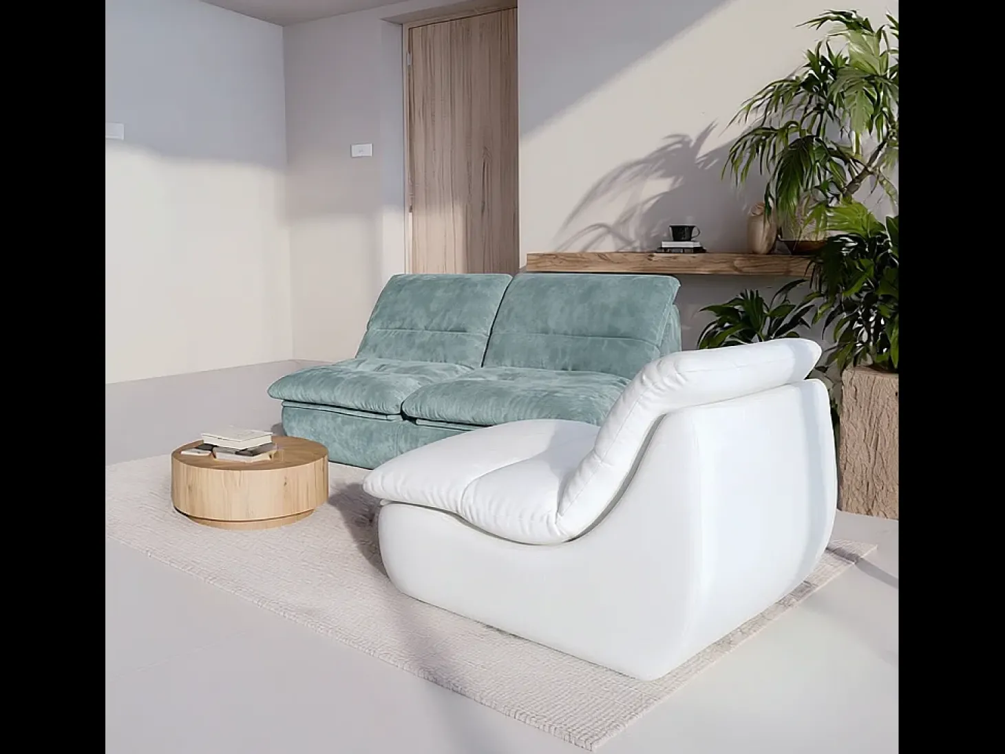 Pack Nuvia Living 3 lugares - sálvia e areia