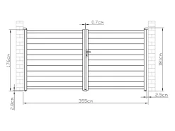 Pack portão de batente em alumínio antracite C355 x A181 cm NAZARIO + Motor RIVE