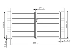 Pack portão de batente em alumínio antracite C300 x A158 cm NAZARIO + Motor RIVE