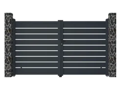 Pack portão de batente perfurado motorizado antracite em alumínio C300 x A176 cm PRIMO