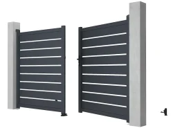 Pack portão de batente perfurado motorizado antracite em alumínio C300 x A176 cm PRIMO