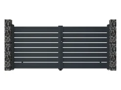 Pack portão de batente perfurado motorizado antracite em alumínio C350 x A158 cm PRIMO