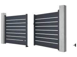 Pack portão de batente perfurado motorizado antracite em alumínio C350 x A158 cm PRIMO