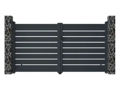 Pack portão de batente perfurado motorizado antracite em alumínio C300 x A158 cm PRIMO