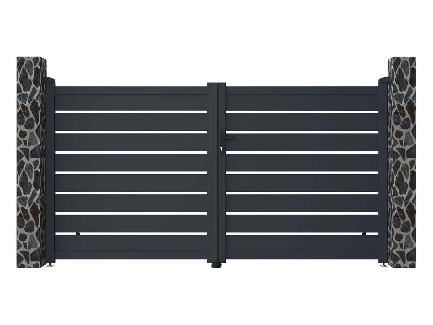Pack portão de batente perfurado motorizado antracite em alumínio C300 x A158 cm PRIMO